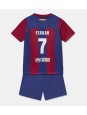 Billige Barcelona Ferran Torres #7 Hjemmedraktsett Barn 2023-24 Kortermet (+ Korte bukser)